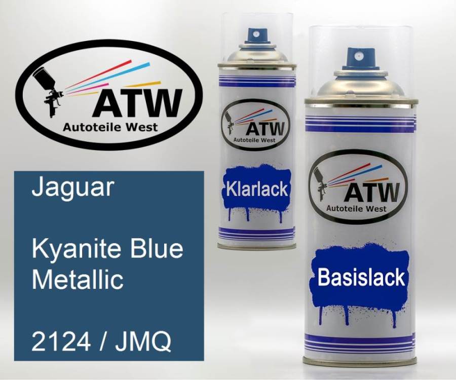Jaguar, Kyanite Blue Metallic, 2124 / JMQ: 400ml Sprühdose + 400ml Klarlack - Set, von ATW Autoteile West.